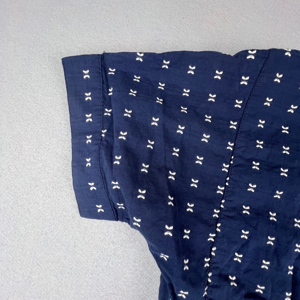 Madewell Mini Dress Womens Small Navy Blue Embroidered Bow Dobby V-Neck Boho - Picture 11 of 14